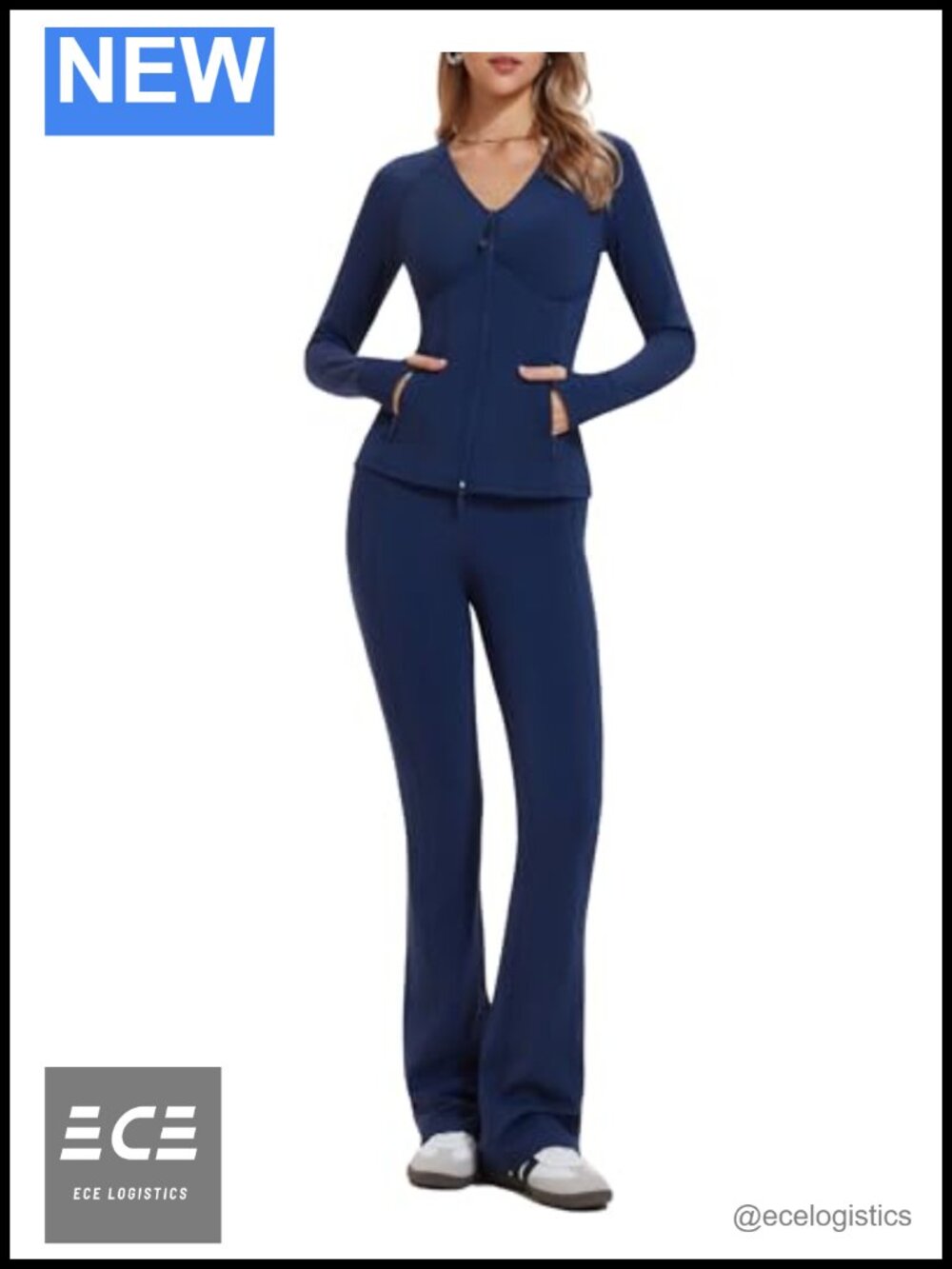 Women's 2 Piece Lounge Set Zip Up Track Jacket Flare Pants Tracksuit